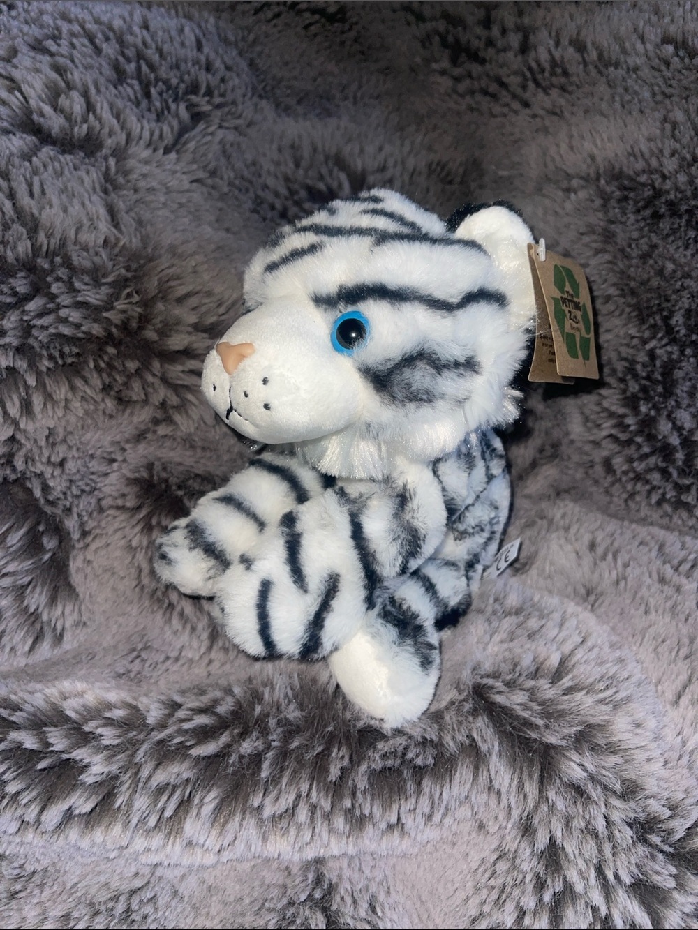 Plush White & Gray Tiger Stuffed Animal - Soft Plush Toy